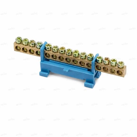 JHS01-0609 6×9мм 15 отверстий 100A Шина нулевая N на DIN-рейку — 1