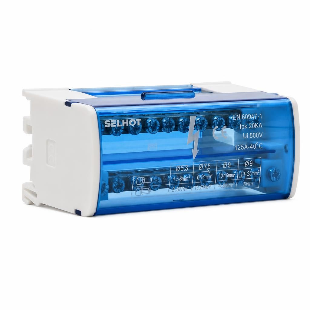HC-016/211 2×11 125A Кросс-модуль (шина в корпусе) на DIN-рейку L+PEN