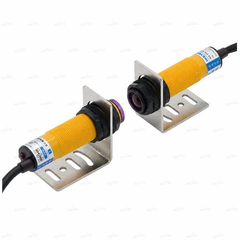 E3F-5DP12-5L NO PNP 6-36VDC Фотоэлектрический датчик на пересечение луча M18 дальность 5м трёхпроводной — 1