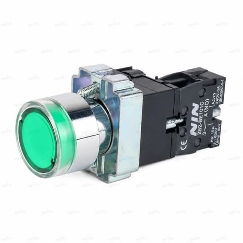 XB2-BW3361 NO 220VAC Кнопка металлическая с подсветкой зелёный — 1