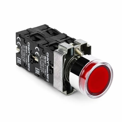 XB2-BW3462 NC 220VAC Кнопка металлическая с подсветкой красный