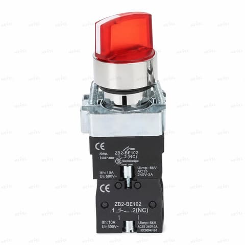 XB2-BK3465 220VAC 3 положения Переключатель поворотный с подсветкой красный — 1