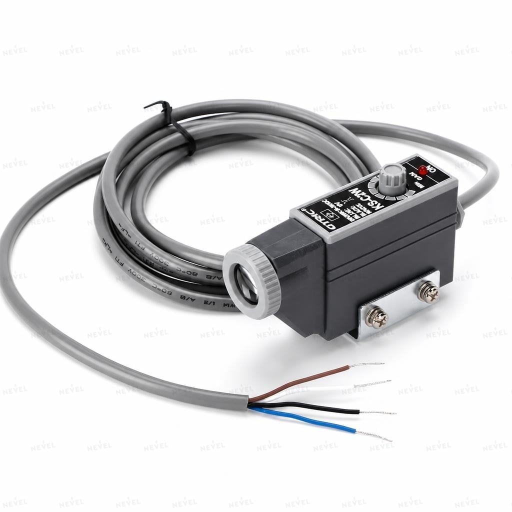 KS-C2BG NO+NC NPN 10-30VDC yashil+koʻk rangli belgi datchigi, masofa 10mm toʻrt simli
