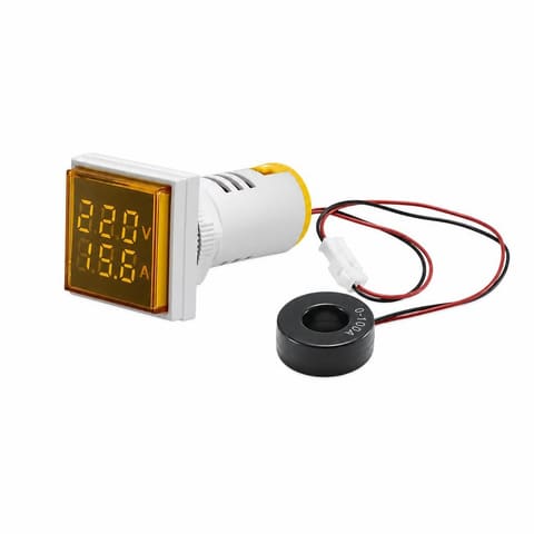 AD101-22VAMS жёлтый Вольтметр-амперметр Ø22 0-100A LED