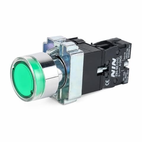XB2-BW3361 NO 24VDC Кнопка металлическая с подсветкой зелёный