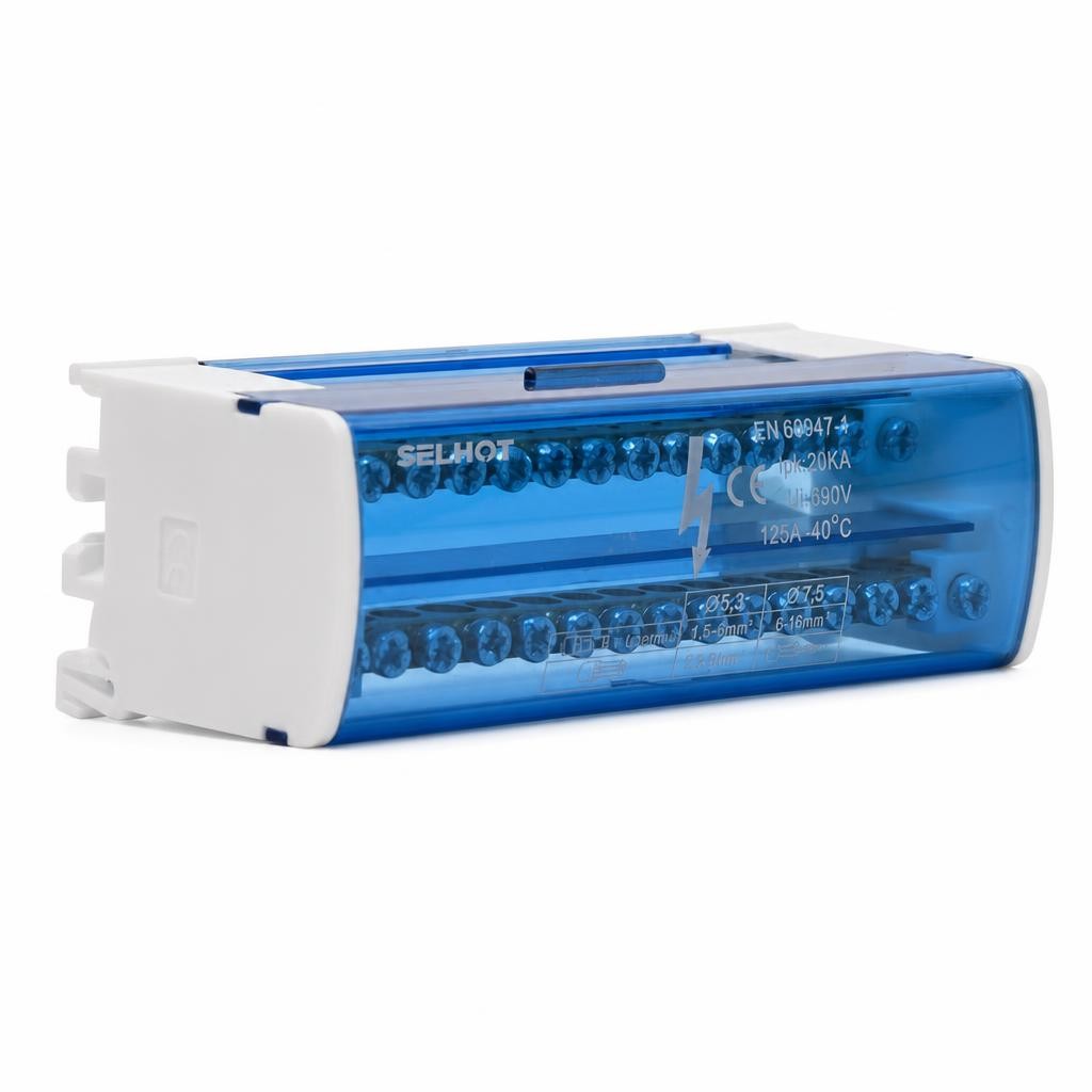 HC-016/215 2×15 125A Кросс-модуль (шина в корпусе) на DIN-рейку L+PEN