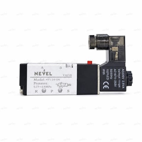 4V110-06 220VAC elektromagnit pnevmotaqsimlagich 5/2 G1/8" — 3