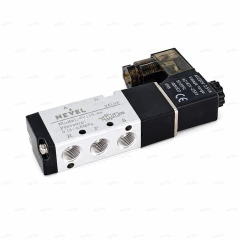 4V110-06 220VAC elektromagnit pnevmotaqsimlagich 5/2 G1/8" — 2