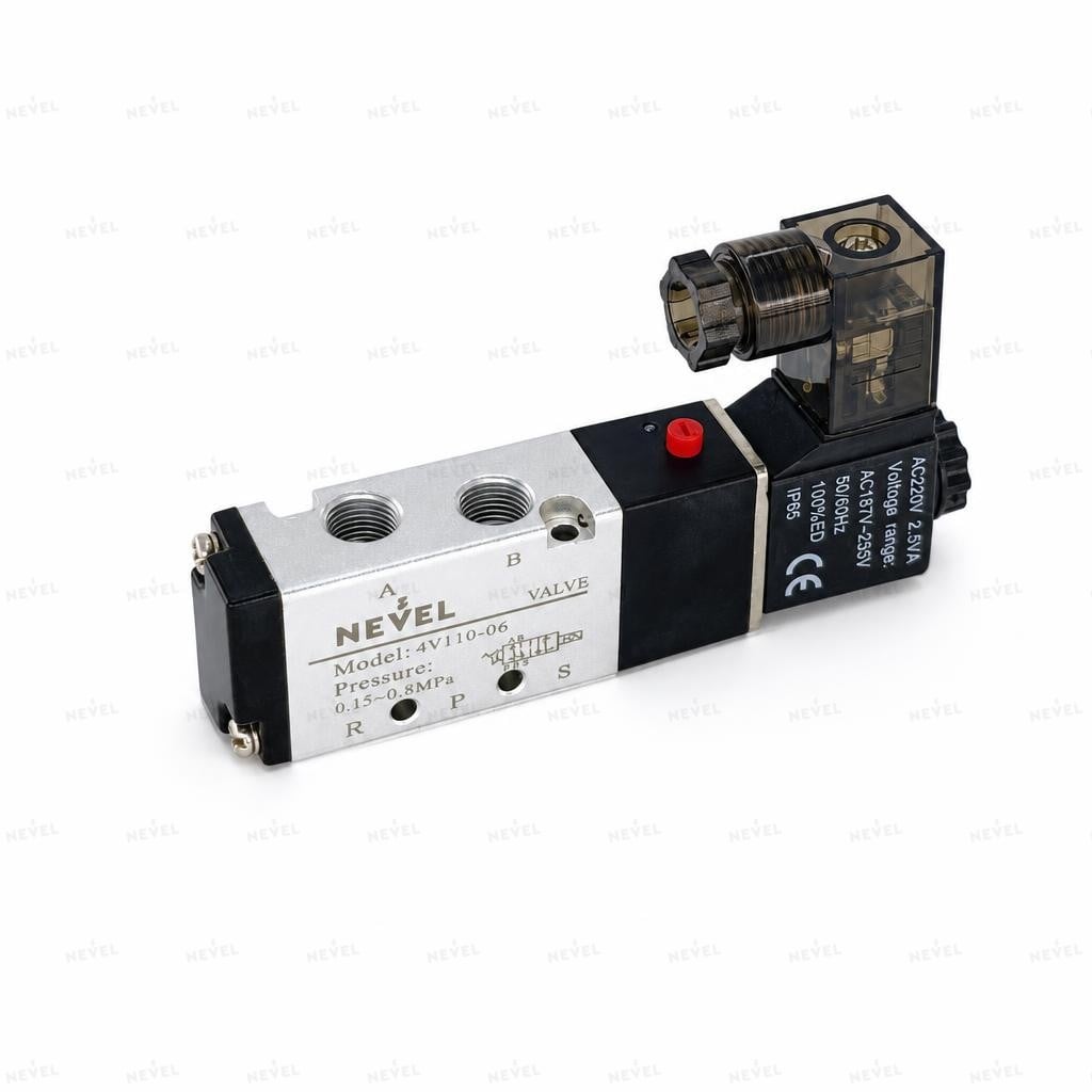 4V110-06 220VAC elektromagnit pnevmotaqsimlagich 5/2 G1/8"