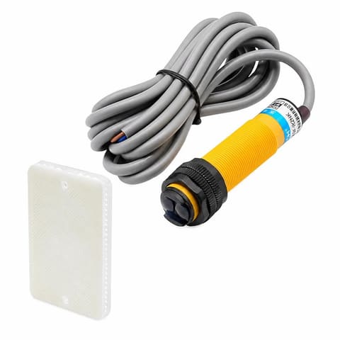 E3F-R4P12 NO+NC PNP 6-36VDC Ретро-рефлекторный фотоэлектрический датчик M18 дальность 4м четырёхпроводной