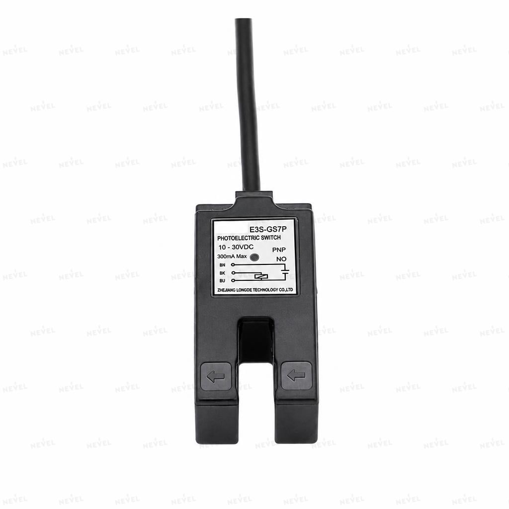 E3S-GS7P NO PNP 6-36VDC tirqishli optik datchik, kengligi 7mm uch simli