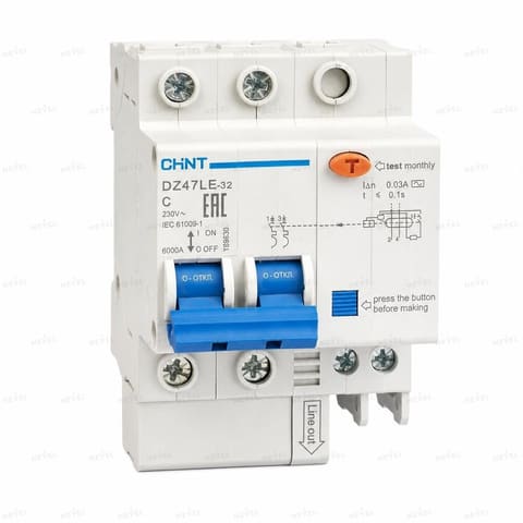 DZ47LE-32 2P 25A Дифференциальный автомат 30mA Характеристика C CHINT — 1