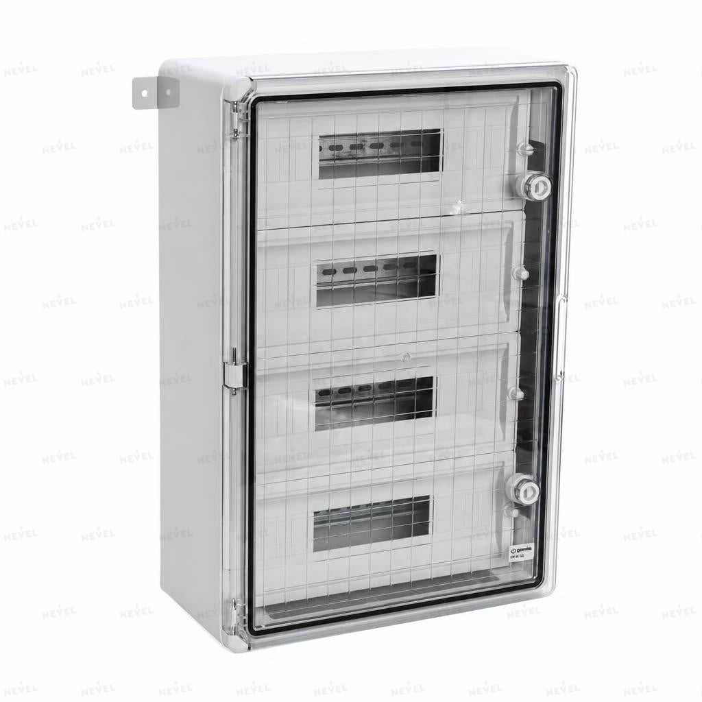 Щит пластиковый 400×600×200 мм IP65 с DIN-рейкой на 60 модулей и прозрачной дверью ABS