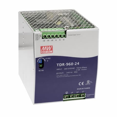 TDR-960-24 24В 40A Блок питания на DIN-рейку трёхфазный MEAN WELL