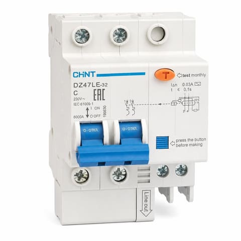 DZ47LE-32 2P 10A Дифференциальный автомат 30mA Характеристика C CHINT