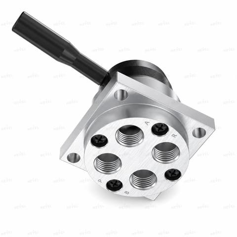 K34R6-08D Пневмораспределитель ручной поворотный 4/3 G1/4" фланцевый монтаж — 2