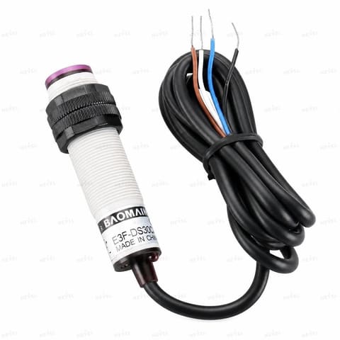 E3F-DS300C3 NO+NC NPN 6-36VDC Фотоэлектрический датчик диффузный M18 дальность 3м четырёхпроводной — 1