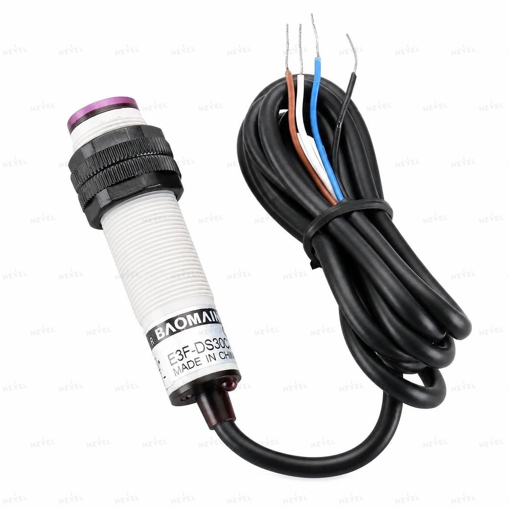 E3F-DS300C3 NO+NC NPN 6-36VDC Фотоэлектрический датчик диффузный M18 дальность 3м четырёхпроводной