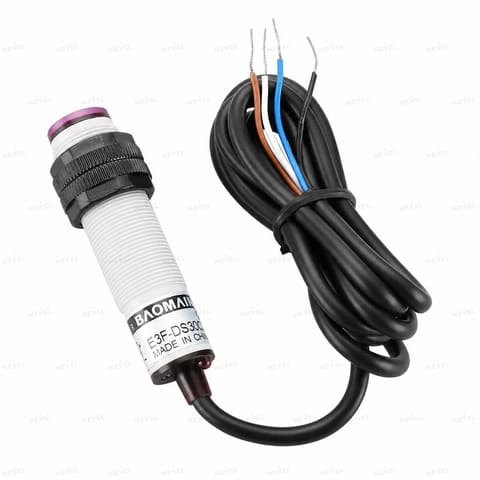 E3F-DS300P3 NO+NC PNP 6-36VDC diffuzion fotoelektrik datchik M18 masofa 3m toʻrt simli — 1