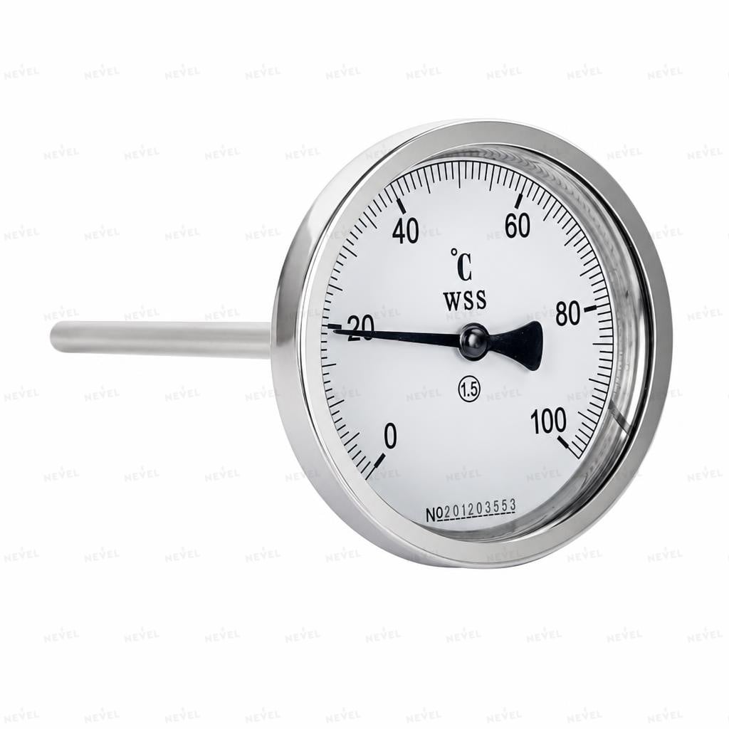 WSS301 0-100°C шток 5см Биметаллический термометр, осевое подключение
