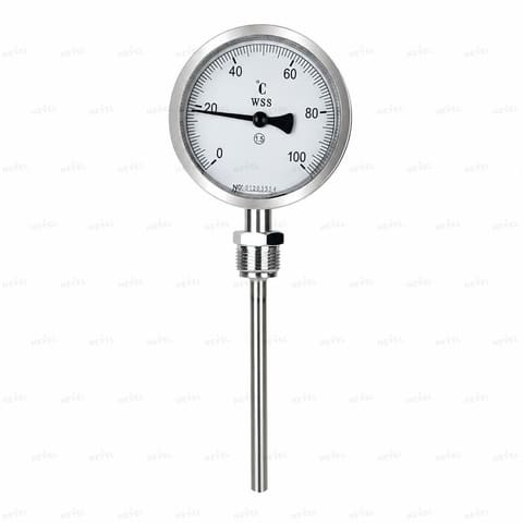 WSS411 0-100°C shtok 15sm bimetall termometr, radial ulanish — 1