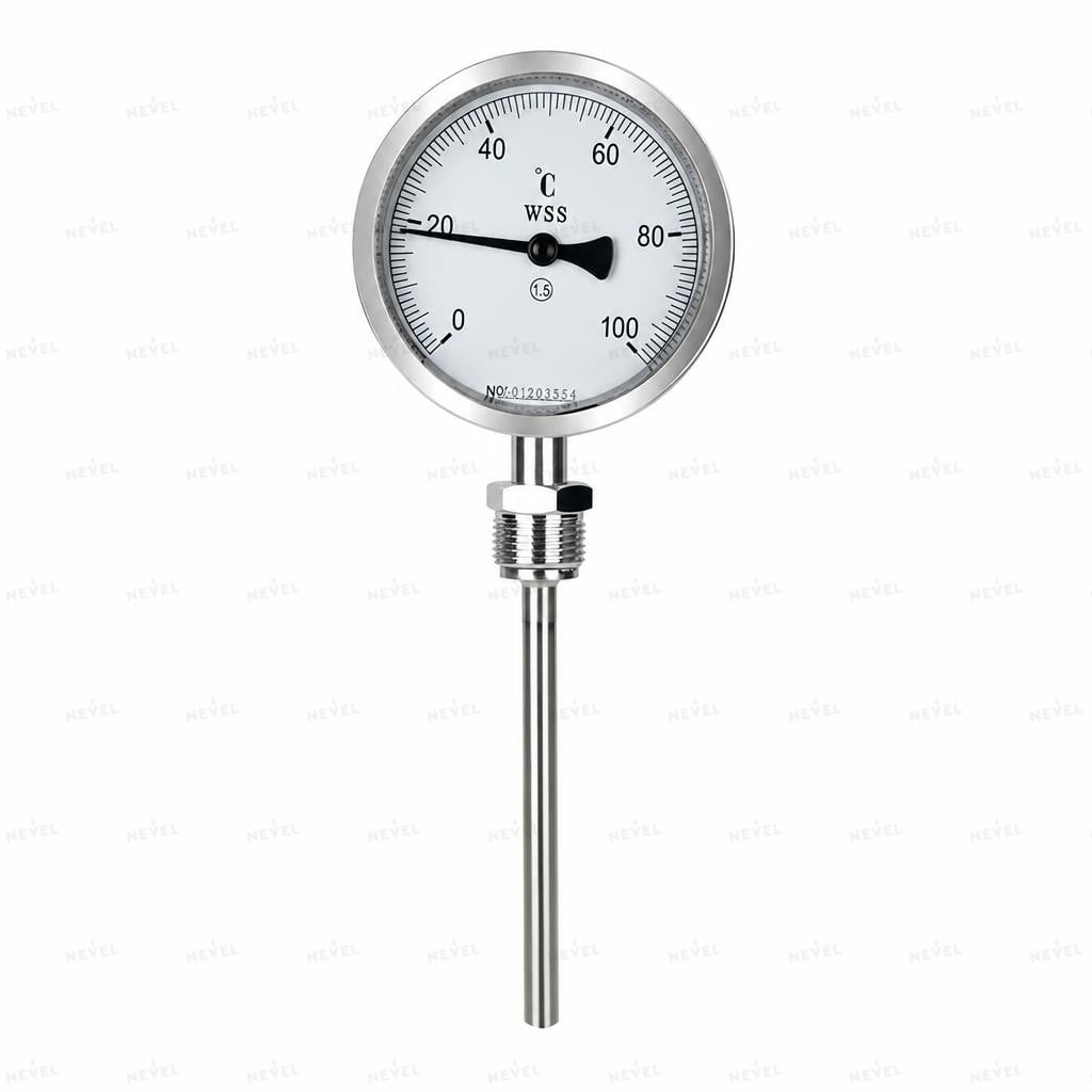 WSS411 0-100°C shtok 15sm bimetall termometr, radial ulanish