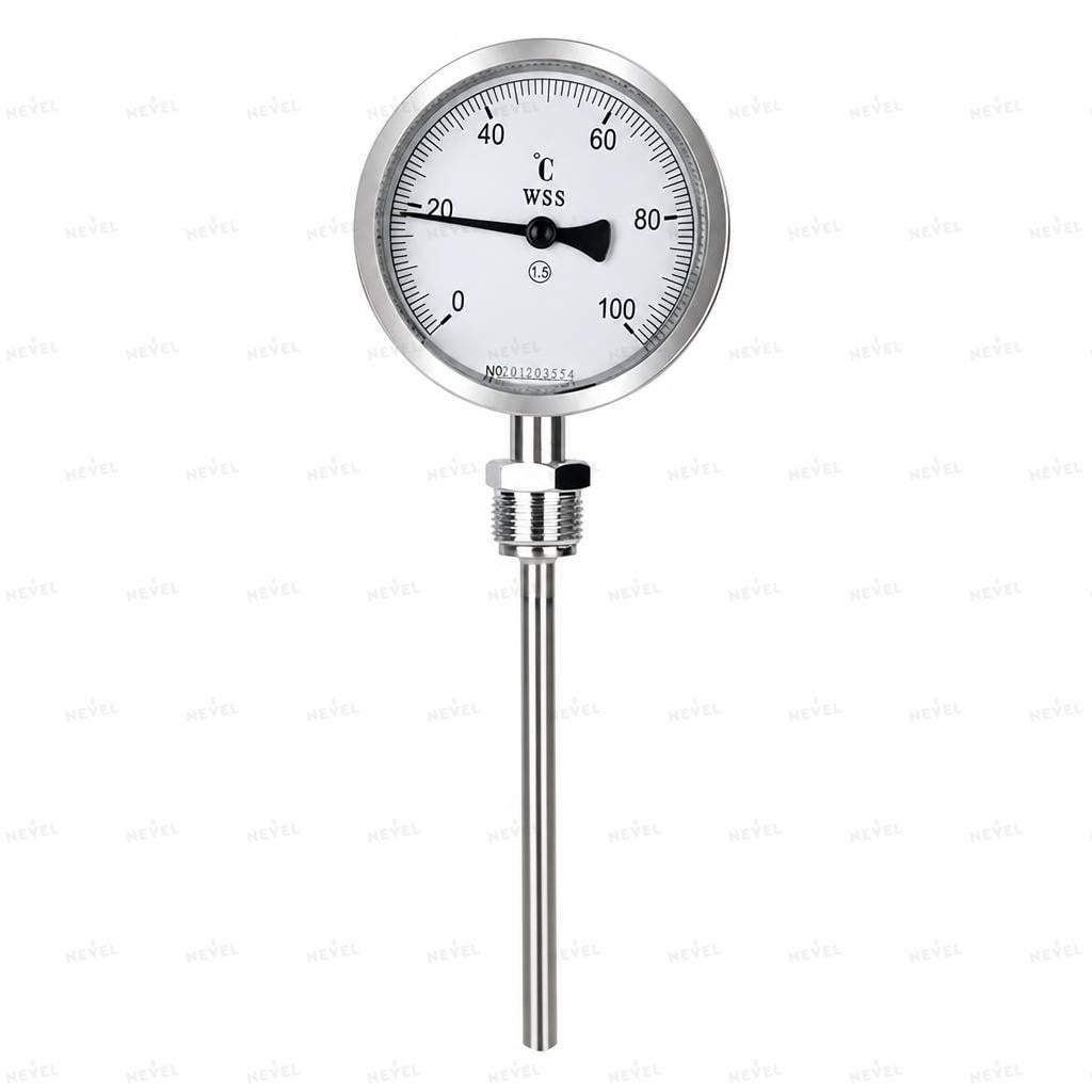 WSS411 0-300°C shtok 15sm bimetall termometr, radial ulanish
