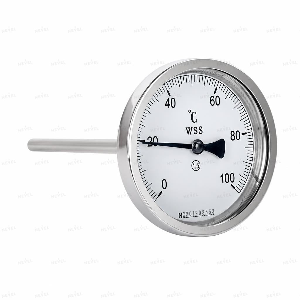WSS401 0-50°C shtok 5sm bimetall termometr, oʻqli ulanish
