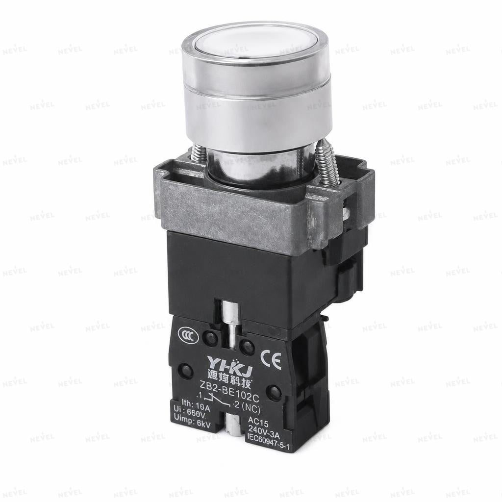 XB2-BW3161 NO 24VDC yoritilgan metall tugma, oq