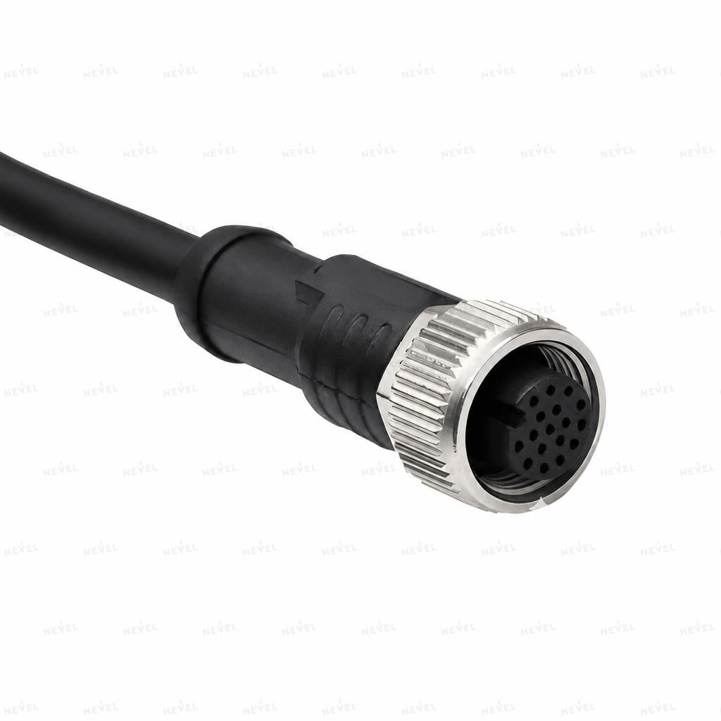 M12 12-pin мама Кабельный разъём прямой, кабель 10 см