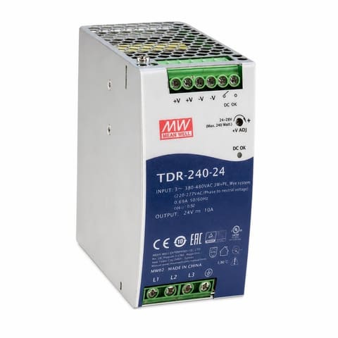 TDR-240-24 24В 10A Блок питания на DIN-рейку трёхфазный MEAN WELL