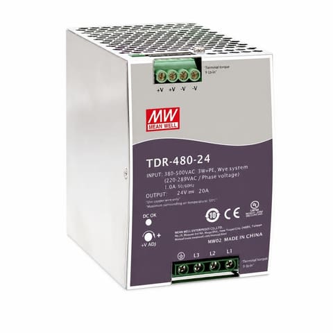 TDR-480-24 24В 20A Блок питания на DIN-рейку трёхфазный MEAN WELL