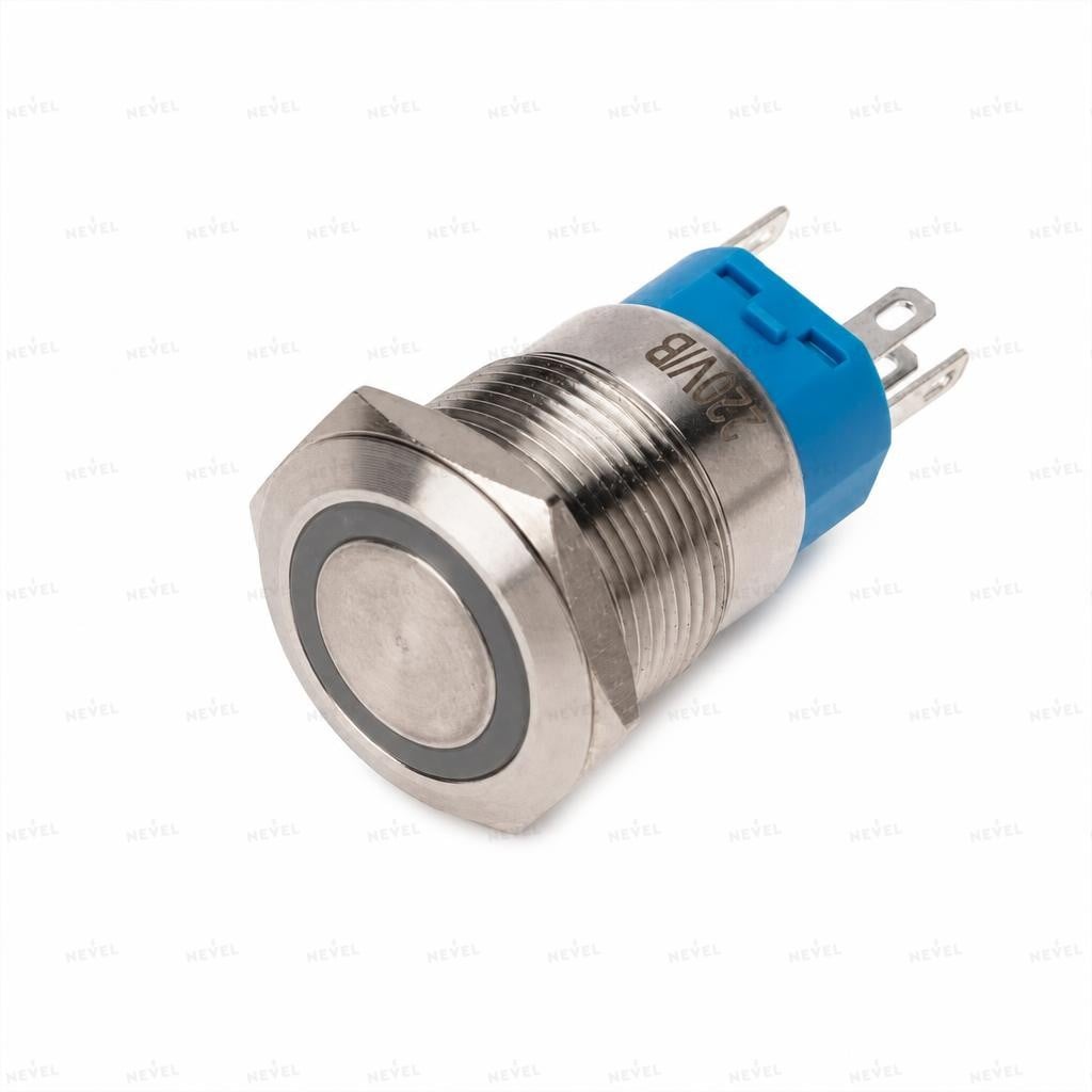 YHJ16-262 NO+NC 220V 16мм Кнопка металлическая без фиксации зелёный