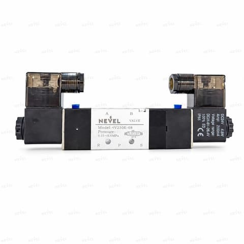 4V230E-08B 24VDC Пневмораспределитель электромагнитный 5/3 центр с выхлопом G1/4" — 3