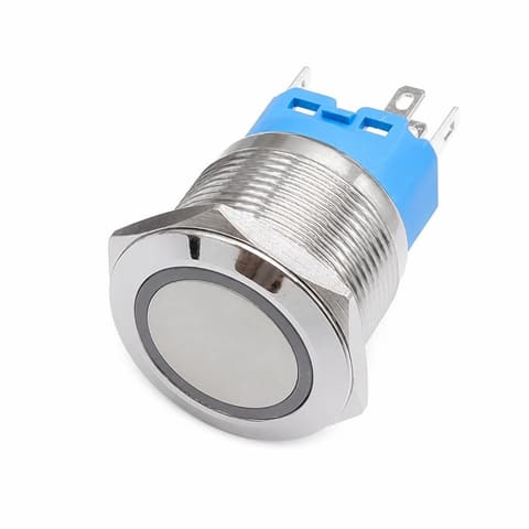 YHJ19-362 NO+NC 12-36V 19mm fiksatsiyali metall tugma, koʻk