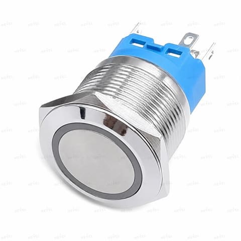 YHJ22-262 NO+NC 12-36V 22mm fiksatsiyasiz metall tugma, qizil — 1