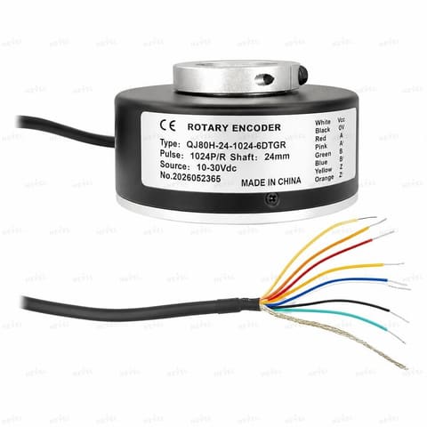 QJ80H-24-1024-6DTGR 1024 P/R Push-Pull 10-30VDC Инкрементальный энкодер с полым валом Ø24мм — 3