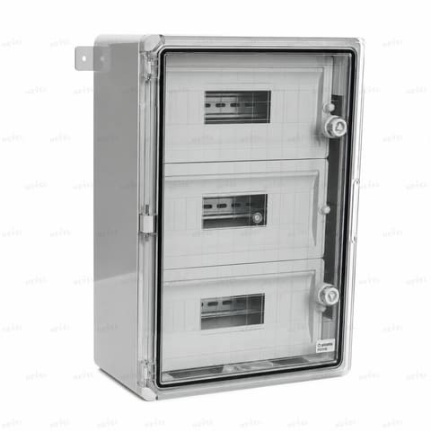 Щит пластиковый 300×400×170 мм IP65 с DIN-рейкой на 24 модуля и прозрачной дверью ABS — 1