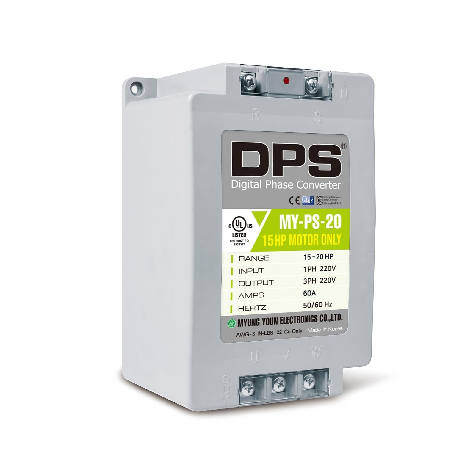 MY-PS-20 11кВт 45A 220В 1ф→3ф Цифровой преобразователь фаз DPS