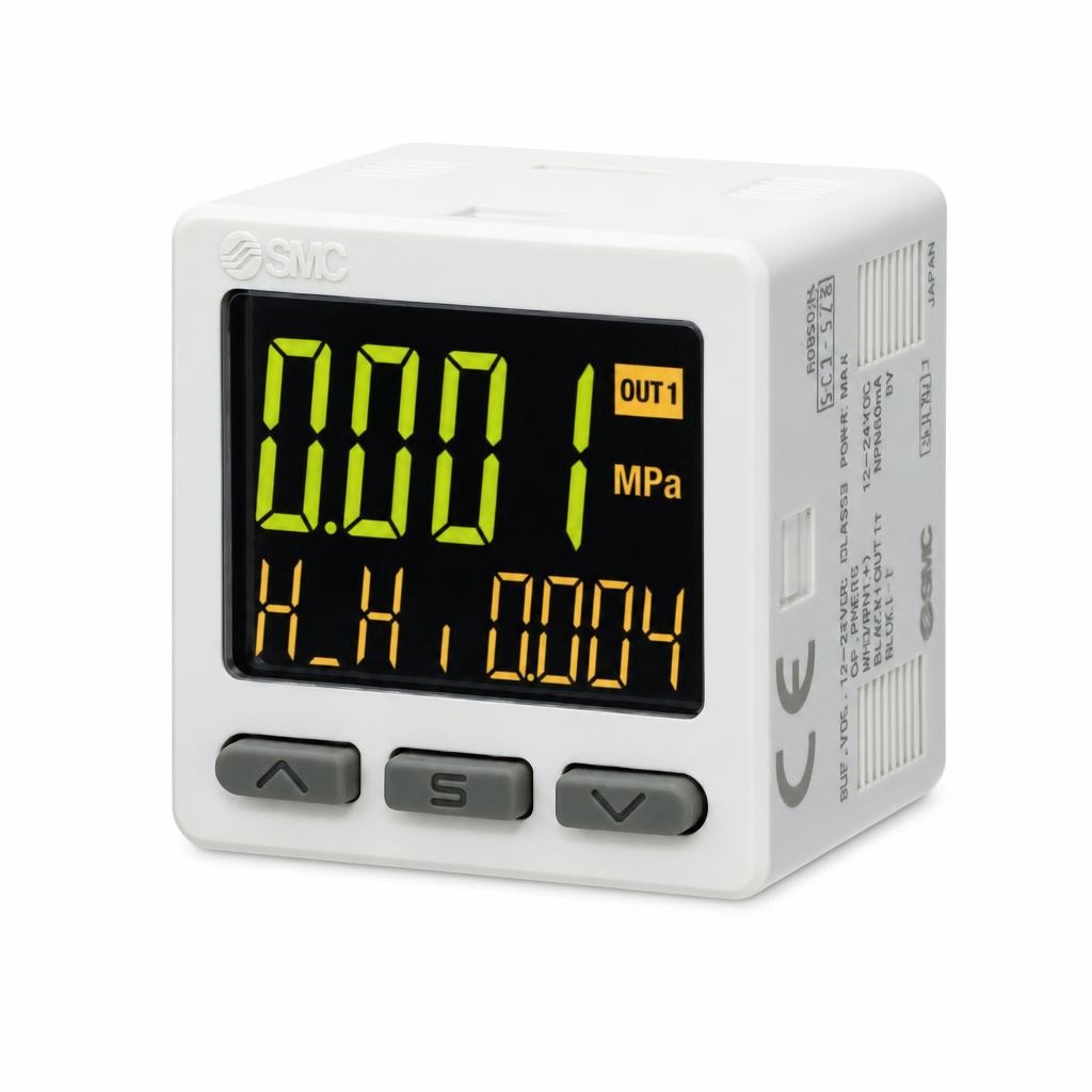 ZSE20-P-01-L −0,1…0 MPa Цифровой датчик вакуума с дисплеем PNP 12-24VDC R1/8 SMC